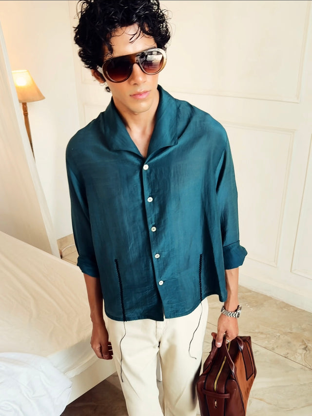IMPURITY 09 - AHIMSA SILK HAND EMBROIDERED CAPRI COLLAR SHIRT