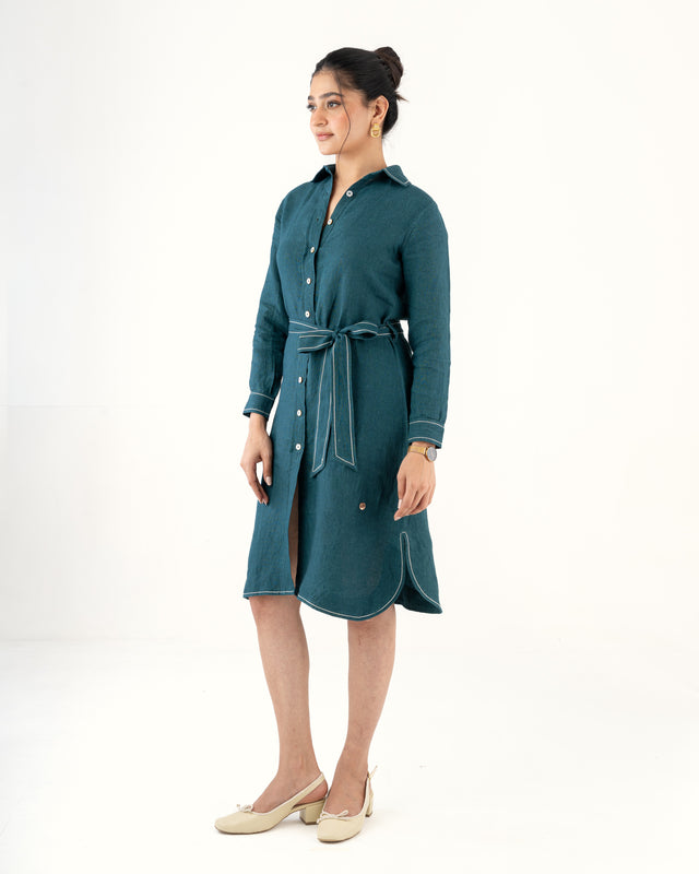 IMPURITY 19 - BARE LINEN RELAXED FIT SHIRT DRESS