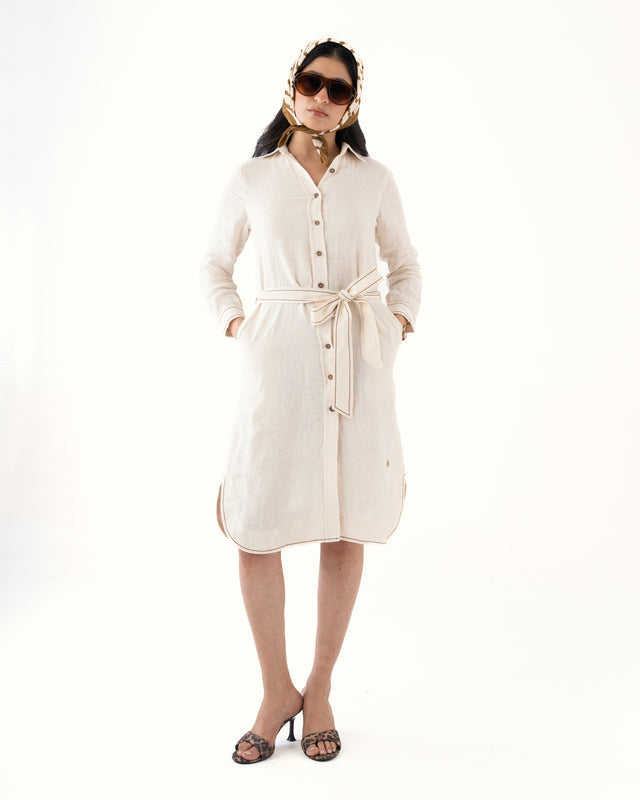 IMPURITY 19 - BARE LINEN RELAXED FIT SHIRT DRESS