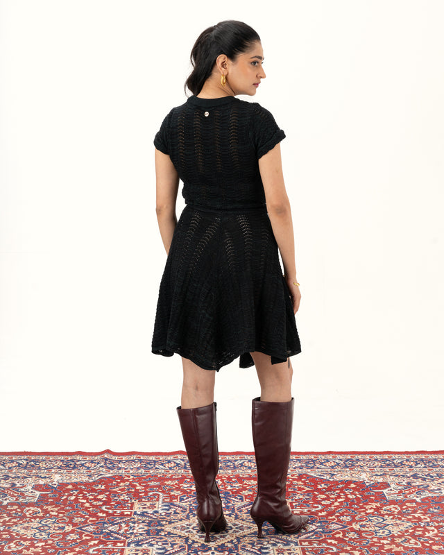 IMPURITY 03 - MELANGE KNITTED PEPLUM COTTON SKIRT
