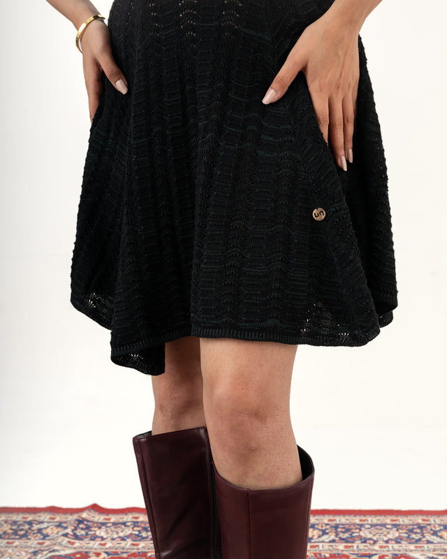 IMPURITY 03 - MELANGE KNITTED PEPLUM COTTON SKIRT