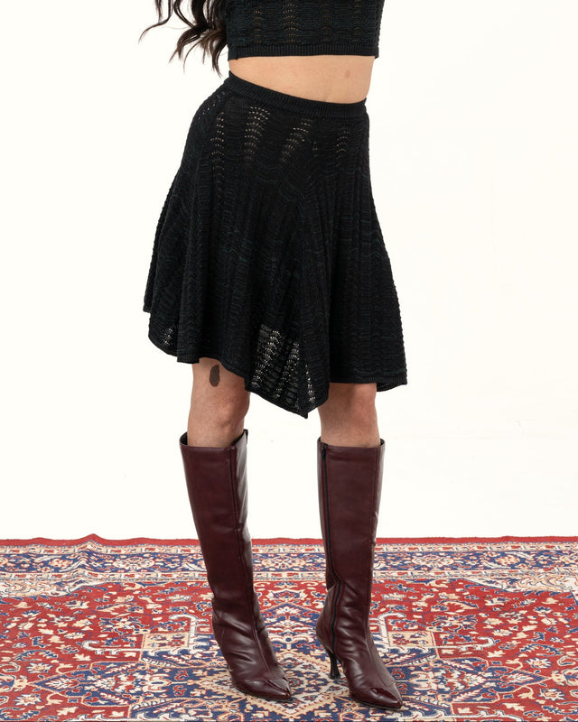 IMPURITY 03 - MELANGE KNITTED PEPLUM COTTON SKIRT