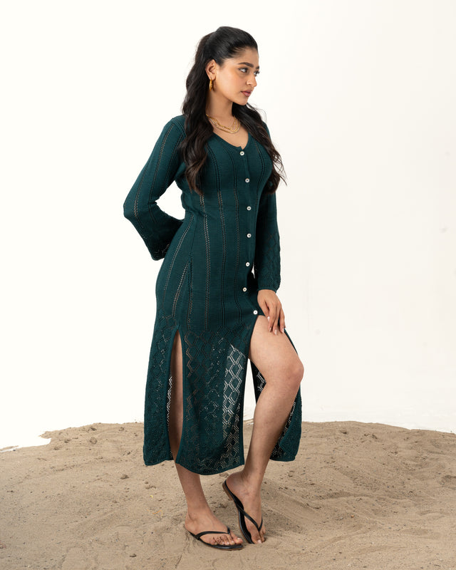 IMPURITY 02 - POINTELLE KNIT COTTON SHIRT DRESS