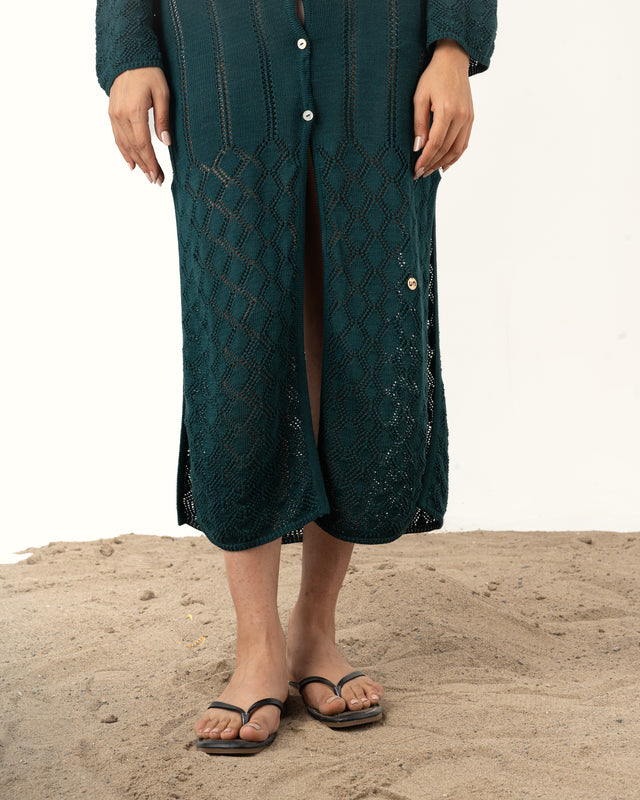 IMPURITY 02 - POINTELLE KNIT COTTON SHIRT DRESS