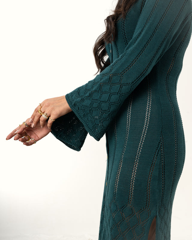 IMPURITY 02 - POINTELLE KNIT COTTON SHIRT DRESS