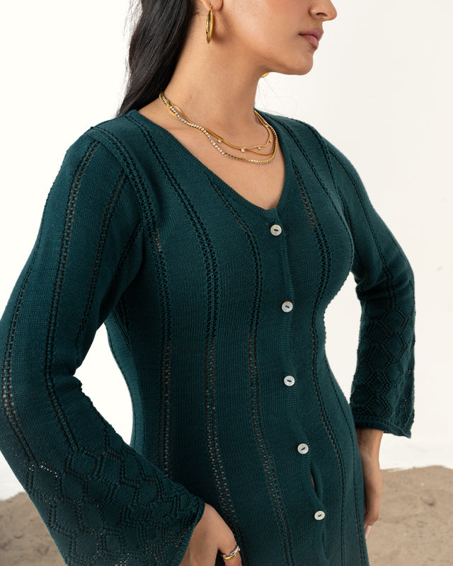 IMPURITY 02 - POINTELLE KNIT COTTON SHIRT DRESS