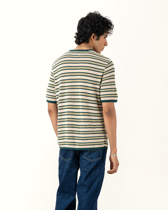 IMPURITY 04 - STRIPE & POINTELLE KNIT COTTON TEE