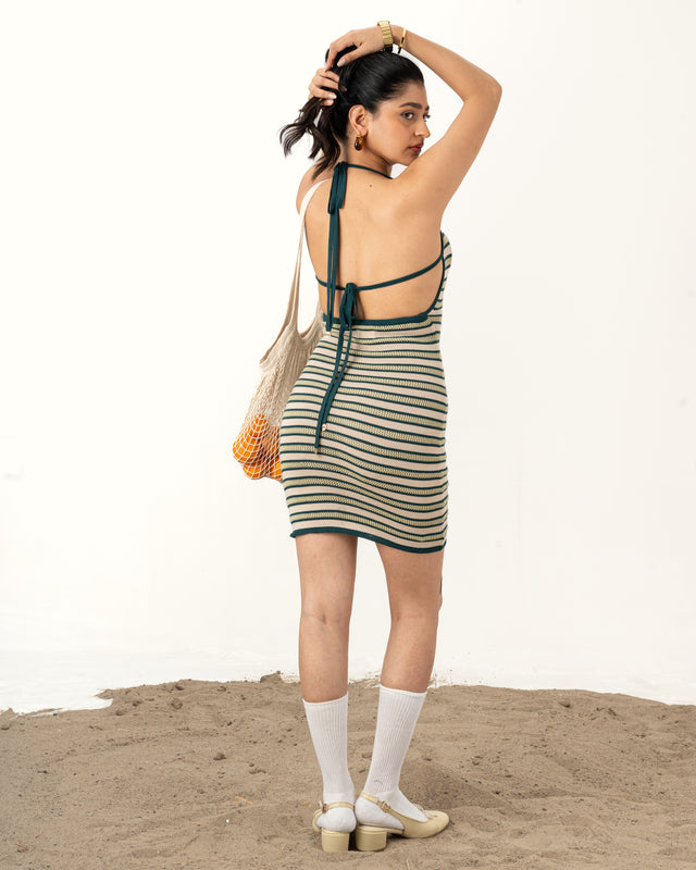 IMPURITY 13 - STRIPED & POINTELLE KNIT COTTON BODYCON