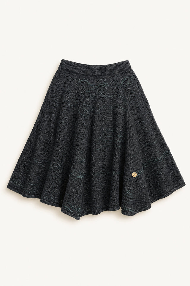 IMPURITY 03 - MELANGE KNITTED PEPLUM COTTON SKIRT