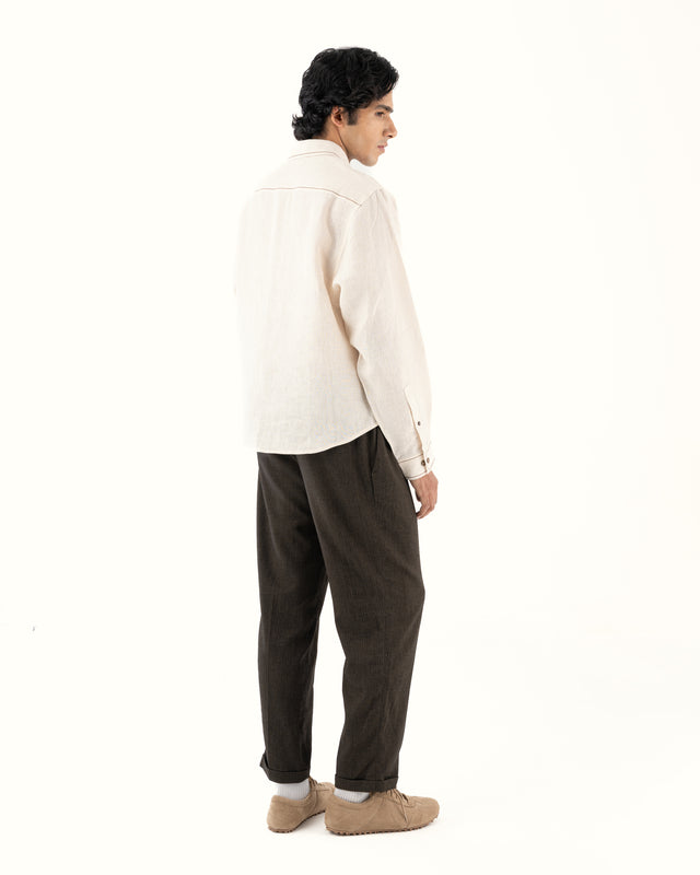 IMPURITY 08 - BARE LINEN SHIRT WITH KNITTED PATCH POCKET