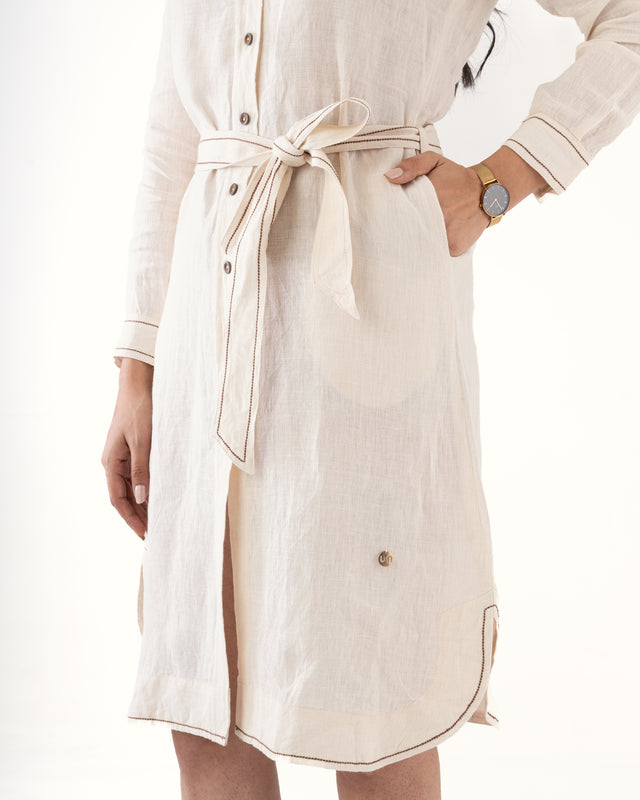IMPURITY 19 - BARE LINEN RELAXED FIT SHIRT DRESS