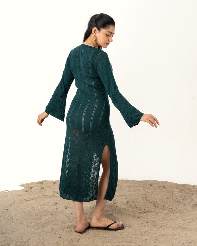 IMPURITY 02 - POINTELLE KNIT COTTON SHIRT DRESS