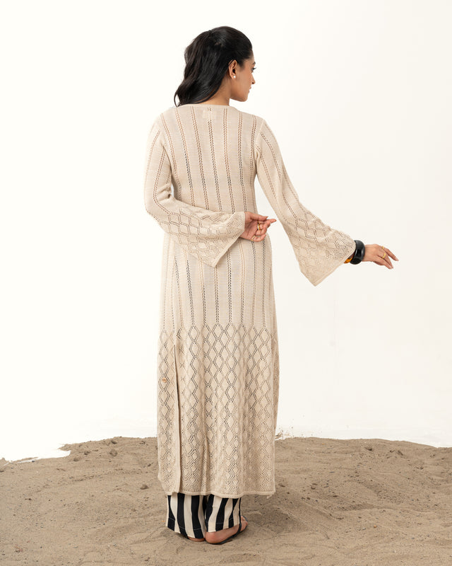 IMPURITY 02 - POINTELLE KNIT COTTON SHIRT DRESS